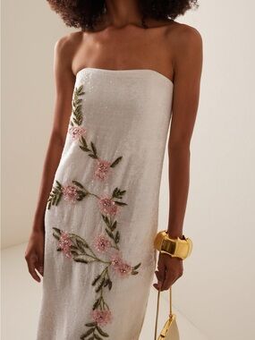 Staud Casey Floral Embroidered Dress- Magnolia
